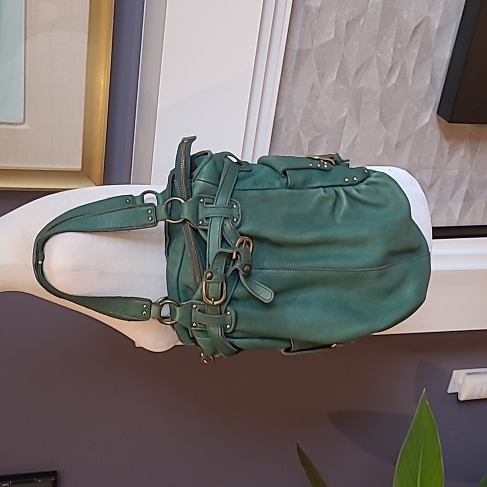 Green Leather Bucket Handbag
